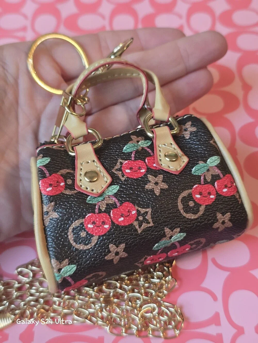 Cherry Mini Coin Purse Bag Charm/ Keychain NEW